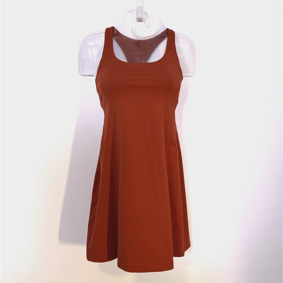 Girlfriend Collective Paloma Racerback Dress Small Rust Built In Shorts Athletic - Picture 1 of 9